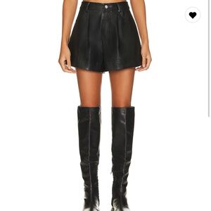 WeWoreWhat Faux Leather Cuffed Shorts Black